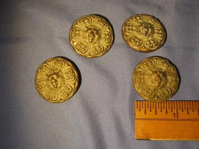 Set of 4 Antique Lion Buttons