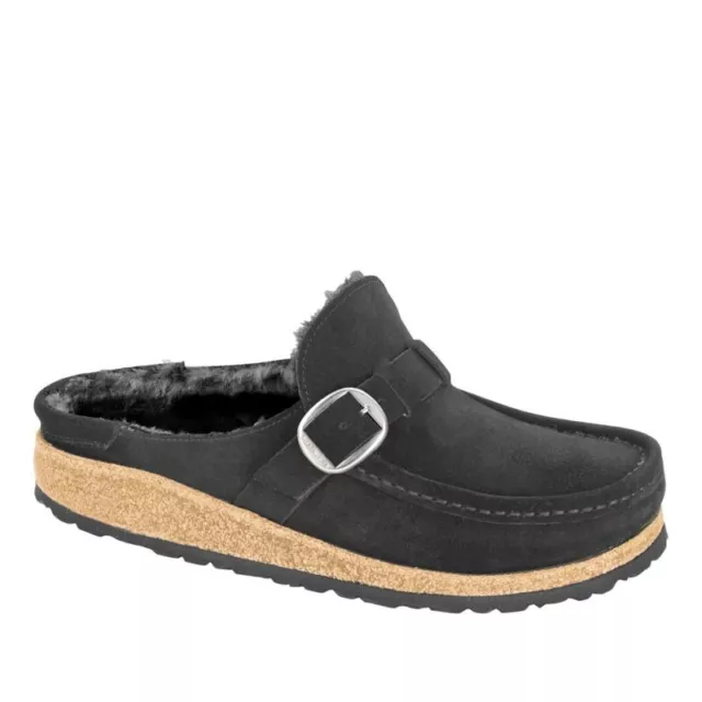 Birkenstock Womens BUCKLEY Shearling Suede BLACK Clog Narrow US 8 - 8.5 EU 39