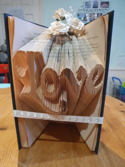 Folded Book Art. 'Love'. Gift. Unique. Present.