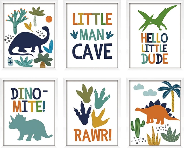 ArtbyHannah 6 Pack 8x10 Inch Framed Nursery Wall Art Decor with White Picture