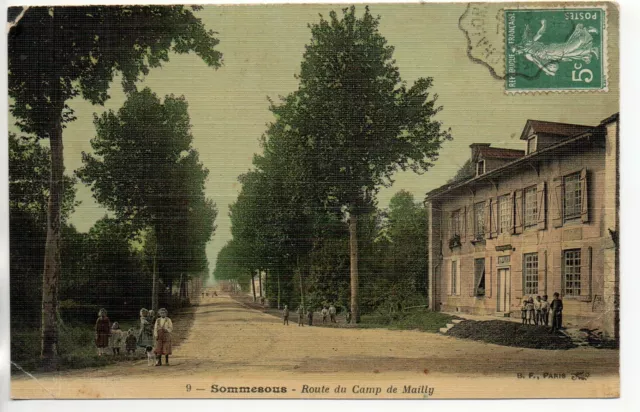 SUMSOUS - Marne - CPA 51 - the route du camp de Mailly - color canvas map