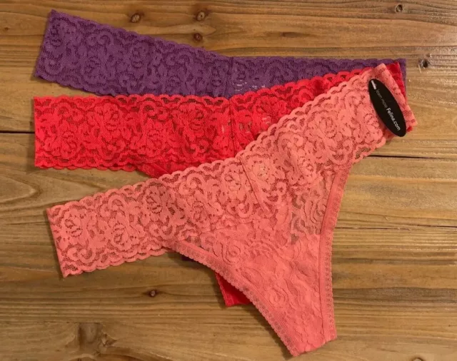 3-Pack Felina Signature Stretchy Lace Low Rise Thong, L/XL, Various Colors (NWT)