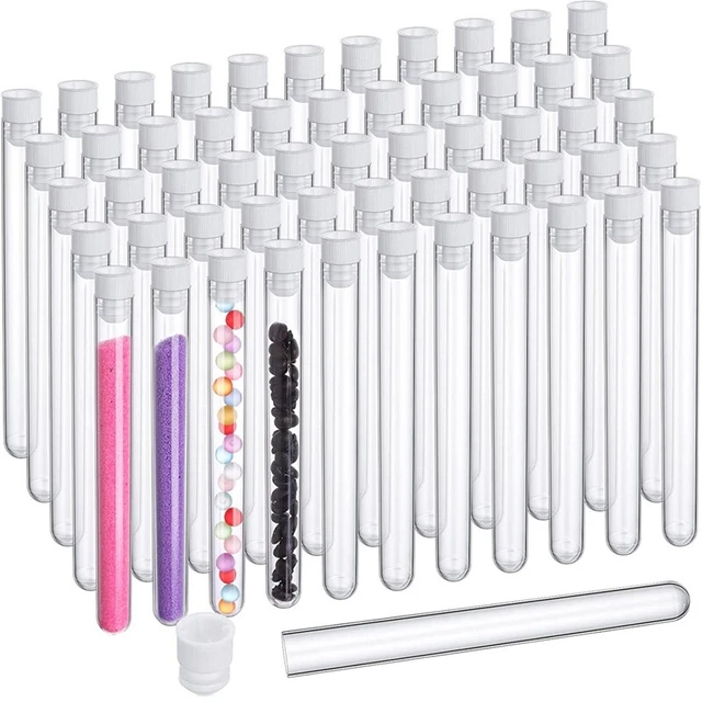 100Pcs Clear Test Tubes with Lids 25 Ml Plastic Tube 16 X 150 Mm Plastic Vi K2U7