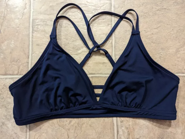 Athleta Size XL Women's Multiway Strap Navy Blue Swim Bikini Unpadded Top L5