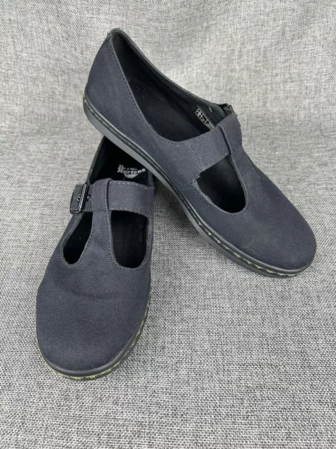 DR MARTENS WOMEN S Woolwich Mary Jane Shoe Size 11 L Black Canvas T Strap Flat 26.00 PicClick