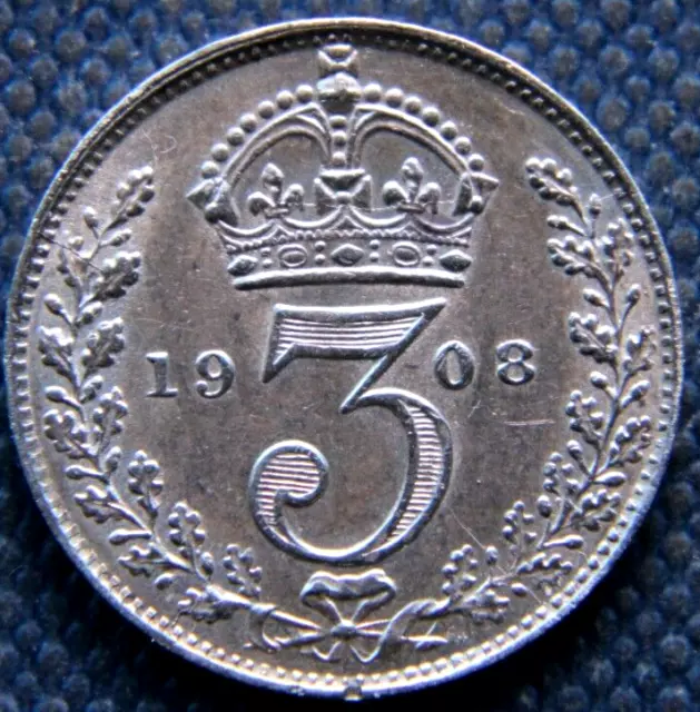 Great Britain,3 Three Pence 1908 silver coin, 0.925