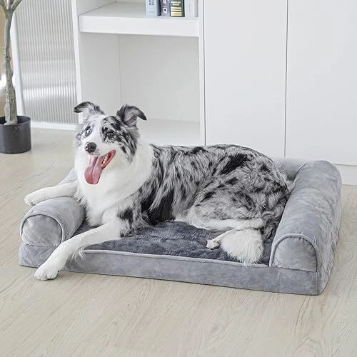 Dog Bed for Large Dogs, Orthopedic Dog Bed with Nonskid Bottom, Bolster Couch