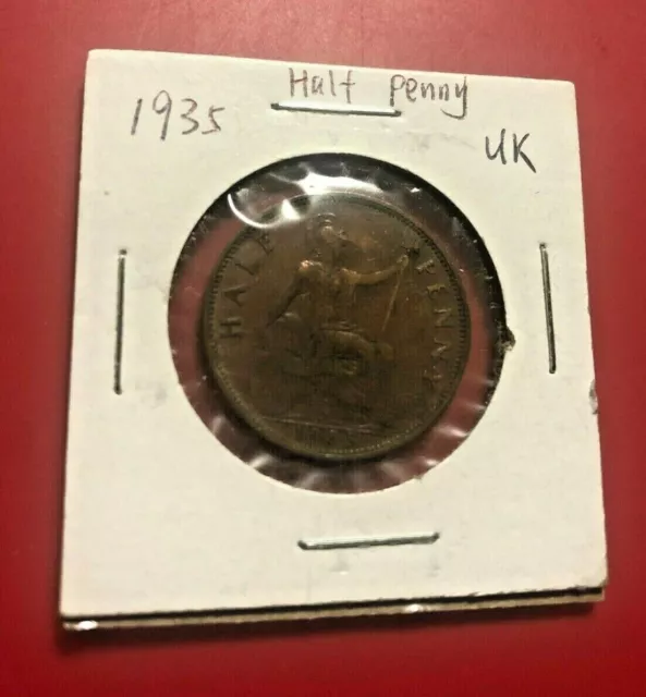 1935 Half Penny Uk Coin - Nice World Coin!!!