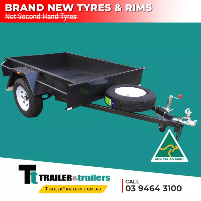 7x5 SINGLE AXLE BOX TRAILER FOR SALE | SMOOTH FLOOR | FIXED FRONT | NEW TYRES