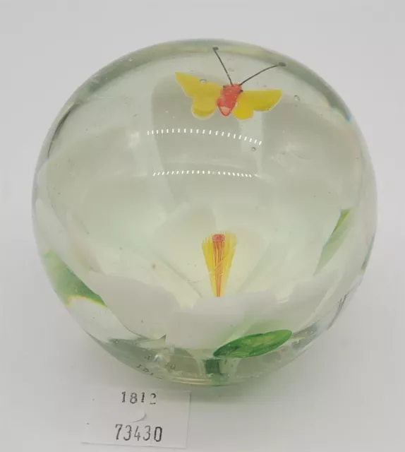 ThriftCHI ~ Art Glass Paperweight w Butterfly Insert over Flower