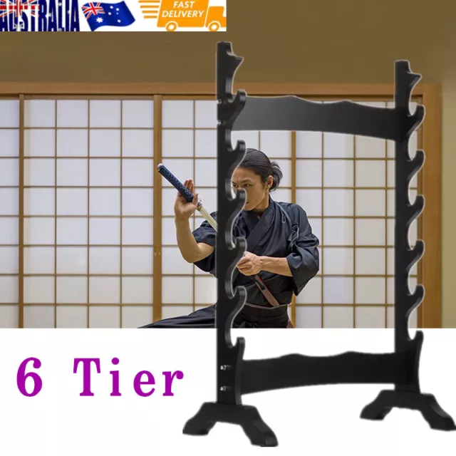 Floor Standing 6-Tier Sword Stand Bracket Samurai Sword Katana Display Holder