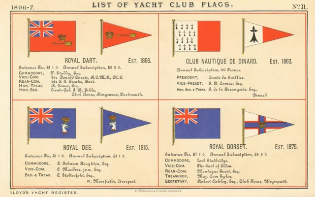 ROYAL YACHT & SAILING CLUB FLAGS. Dart Club Nautique de Dinard Dee Dorset 1896