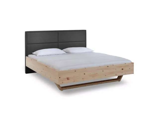 Doppelbett Bett Luganox aus Zirbe massiv 200x200 cm mit Stoffkopfteil