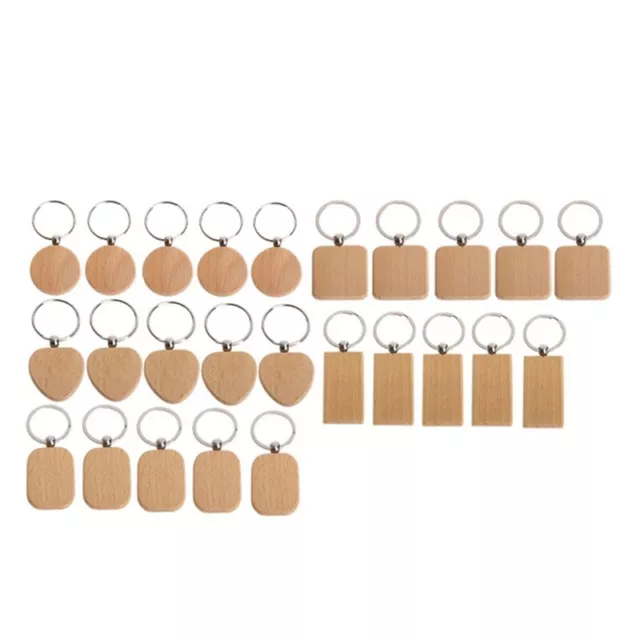 1X(25Pieces Blank Wooden Key Chain Diy Wood Keychain Rings Key Tags Jewelry2793