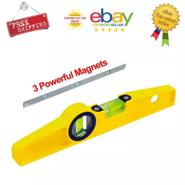 1x 10"/250mm Magnetic Boat Spirit Level Scaffolders *Yellow Colour*