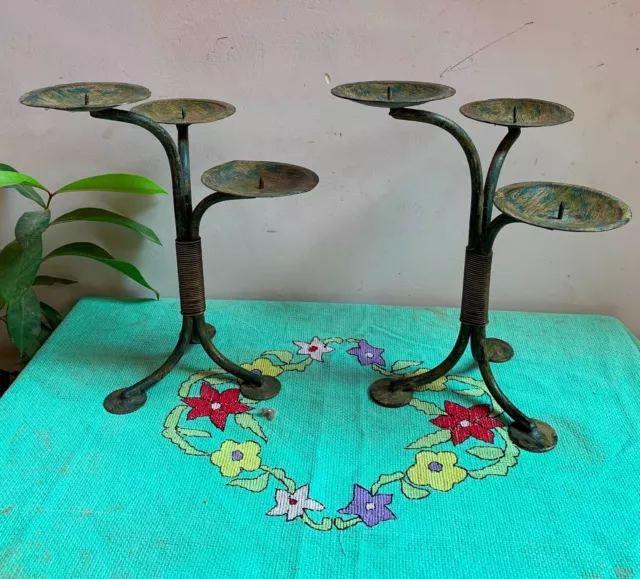 Forjado Hierro Vela Soporte Vintage Pintado Barra Juego Regalo de Navidad