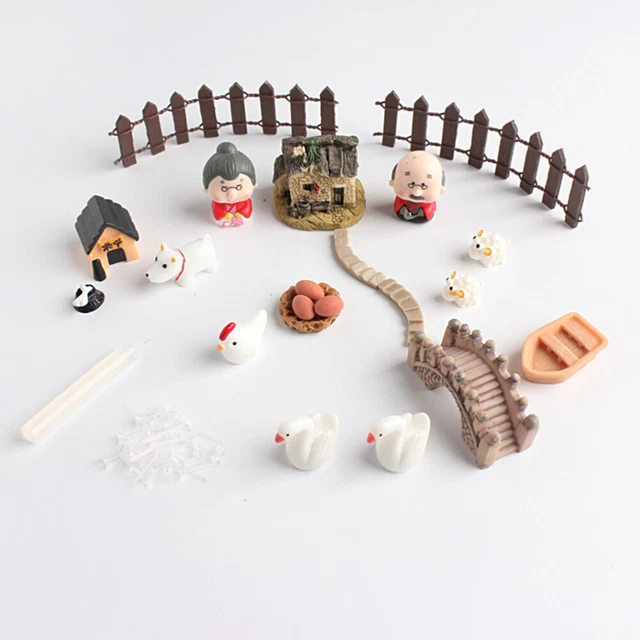 22pcs Accessoires Set Harz Fleischy Moos ältere Zaunfigur Statue für DIY