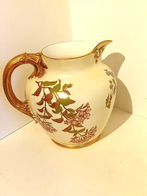 Royal Worcester Ivory Hand Painted Pitcher