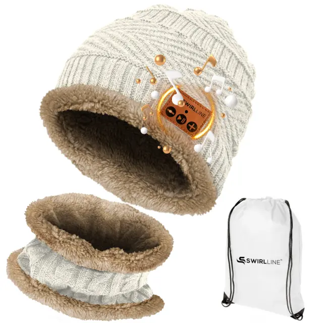 Bluetooth Music Warm Beanie Hat & Scarf Wireless Headphone Handsfree Winter Cap
