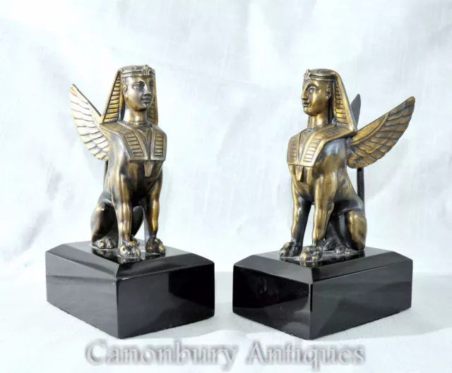 Pair Bronze  Sphinxes - French Empire Sphynx Griffins 2