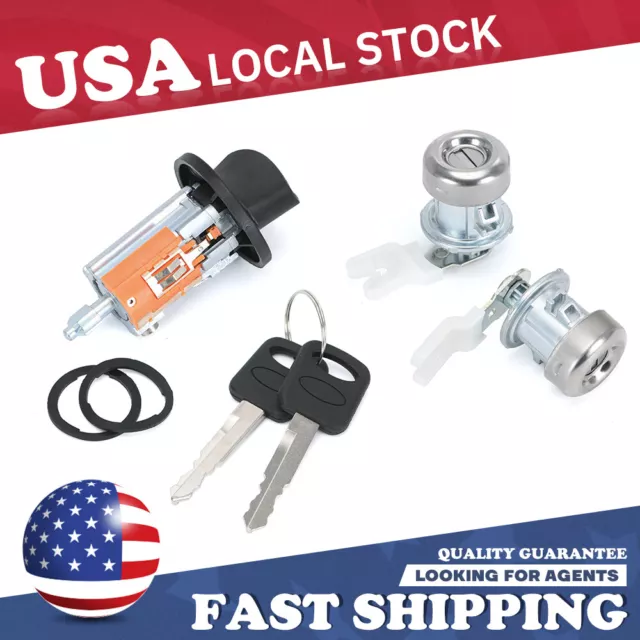 Ignition Switch Lock Cylinder and 2 Door Lock Cylinders and 2 Keys For Ford