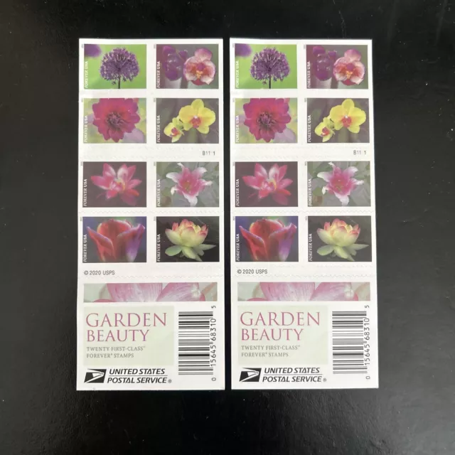 Forever Stamps Mint US 2020 Garden Beauty Pane TWO Booklets of 20 Scott # 5567