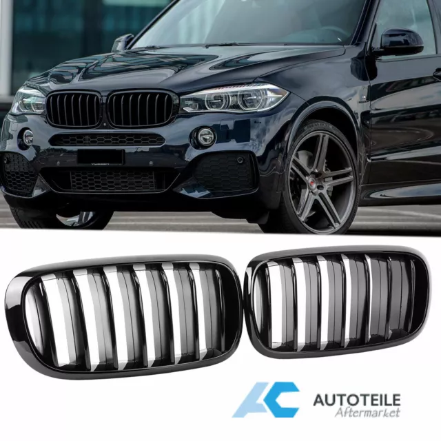 Kühlergrill Grill Nieren für BMW X5 F15 X6 F16 13-18 glanz schwarz Einzelspeich