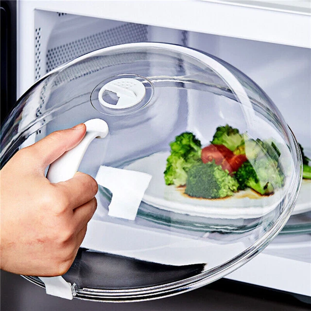 PLASTIC MICROWAVE PLATE Cover Clear Steam Vent Splatter Lid Food Dish