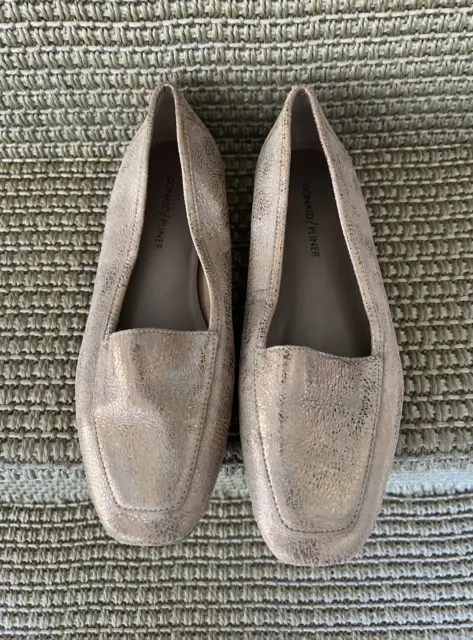 DONALD J. PLINER Dee Dee Gold Crackle Metallic Women's Loafers Flats Shoes 7.5