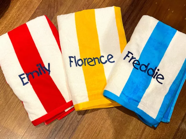 personalised embroidered strip pool/beach towel 3