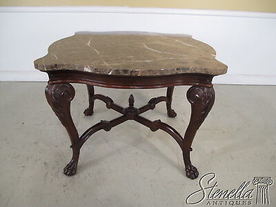 L22228E: Marble Top Rococo Style Mahogany Table with Carved Paw Feet