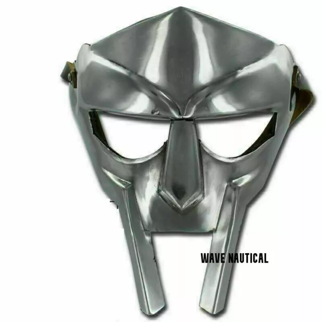 Halloween MF Doom Gladiator Mask Mad-villain Silver Finish Brass Face Armour
