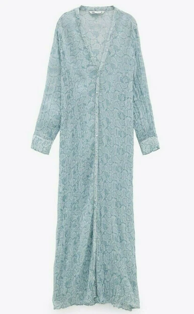 Pantalon Zara Femme Taille M - Coupe Large, Effet Froissé, Bleu Ciel, Taille Haute élastiquée