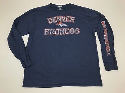 Denver Broncos Camicia Misura XL Blu T-Shirt Manica Lunga NFL Calcio Uomo