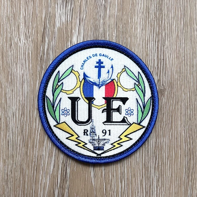 Patch Brodé Thermocollant Charles De Gaulle Rafale - Dim. 9x6,5cm, Avion Chasse Marine - Fermeture Fer à Repasser - 11