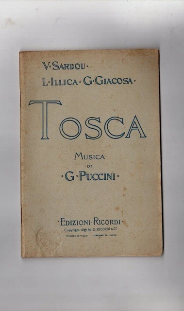 PUCCINI TOSCA DI Sardou Illica Giacosa Ricordi Libretto Opera EUR 10,00 ...