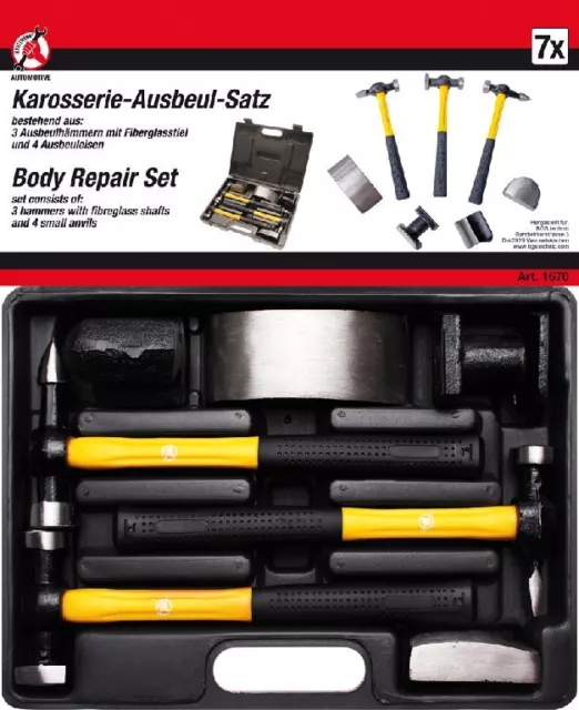 Kraftmann BGS Karosserie Ausbeulsatz, 7-tlg. Ausbeulwerkzeug  Ausbeulhammer