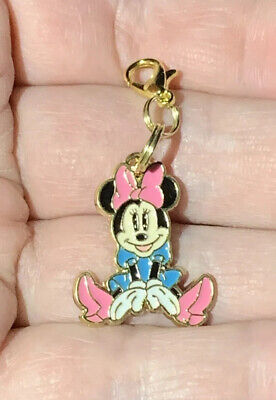Gold Minnie Mouse Charm Zipper Pull & Keychain Add On Clip!!