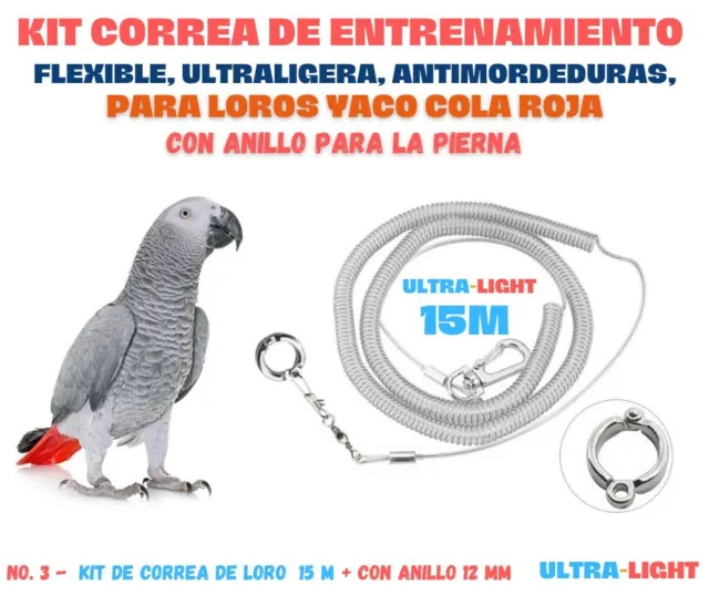 Correa De Entrenamiento Para Loros Y Pájaros, 15M Flexible / Yaco Cola Roja