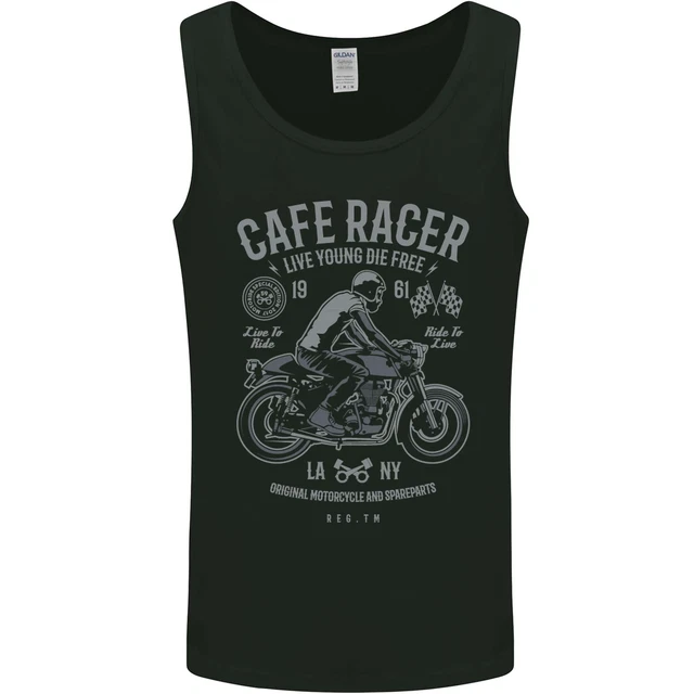 Cafe Racer Live Young Biker Motorcycle Mens Vest Tank Top