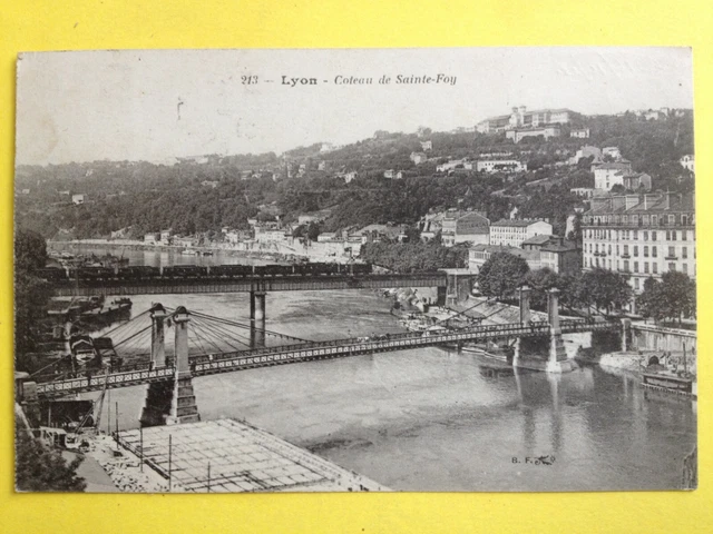 cpa LYON (Rhine) COTEAU de SAINTE-FOY bridge train locomotive