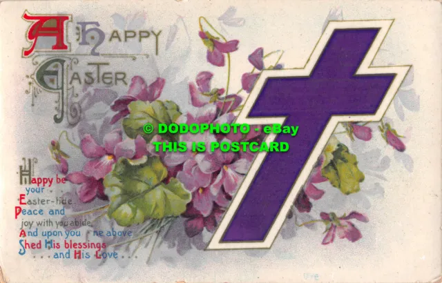 R532536 A Happy Easter. Purple flowers and cross. Wildt and Kray. Series 1998