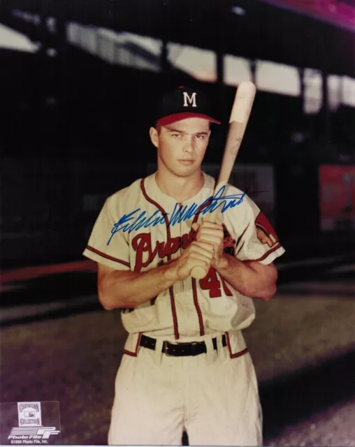 EDDIE MATHEWS Milwaukee Braves Signed 8X10 Baseball Photo Autograph AUTO Picture