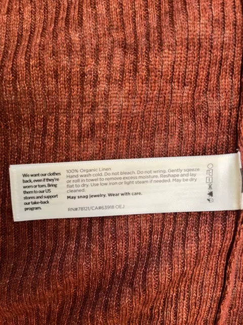 Eileen Fisher Deep Terracotta Organic Linen high collar Linen cardigan sz XL 3