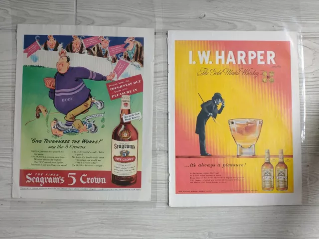 2 VINTAGE ADS Whiskey Magazine Page Ads Collectible Framing History $6. ...