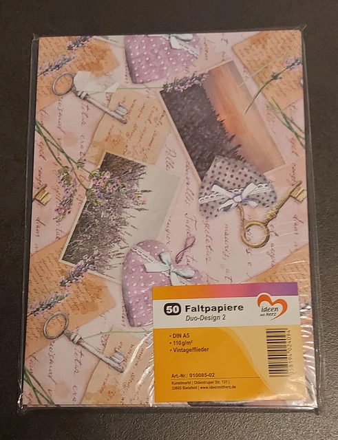 Faltpapiere, Duo-Design, ideen mit Herz, Vintage / flieder