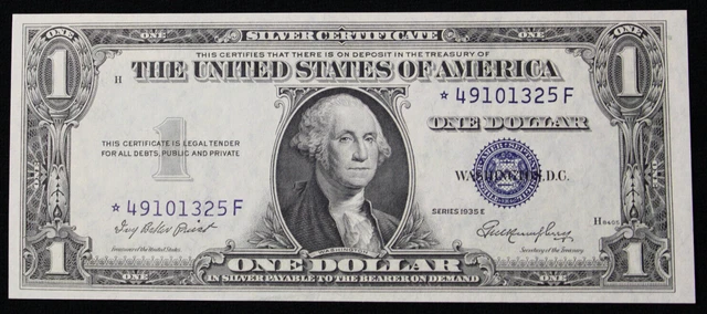 1935-E One $1 Dollar Silver Certificate Star Note UC