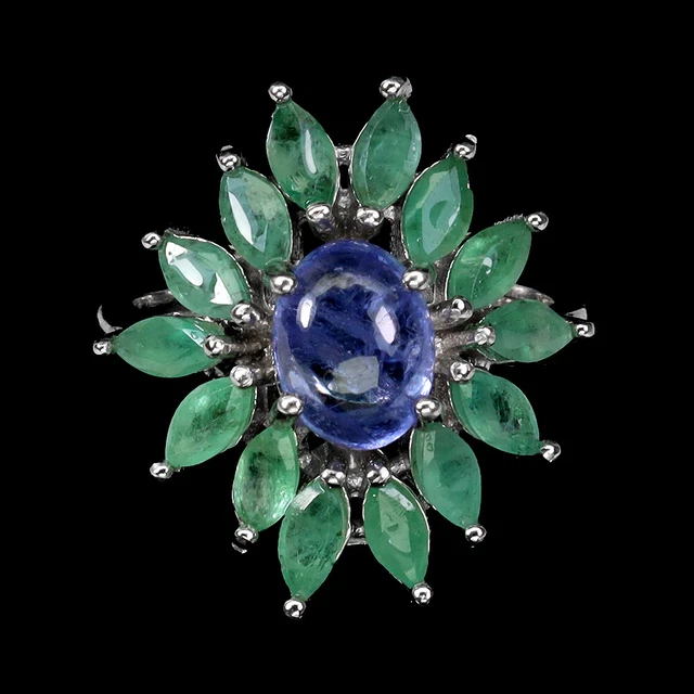 Bracelet En Argent 925 Avec Tanzanite Naturelle Ovale 7x5mm - Modèle Réglable - Pierre Non Traitée - Neuf