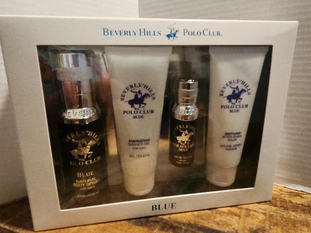Beverly Hills Polo Club BLUE Fragrance Gift Set - 4 pc New Sealed Mens Cologne