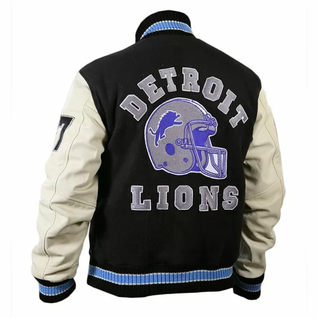 Beverly Hills Cop Axel Foley Detroit Lions Vintage Wool - Leather Sleeves Jacket